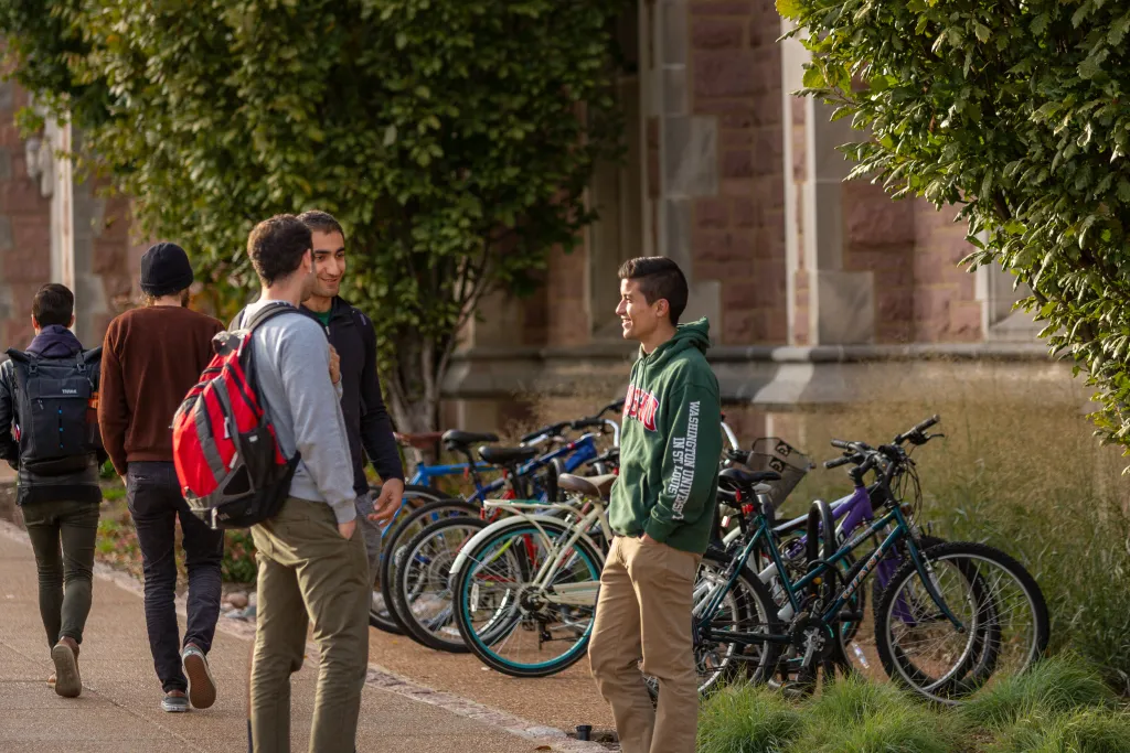students with bicycles