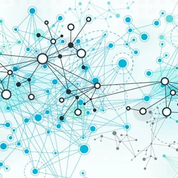 Illustration of blue and white data points